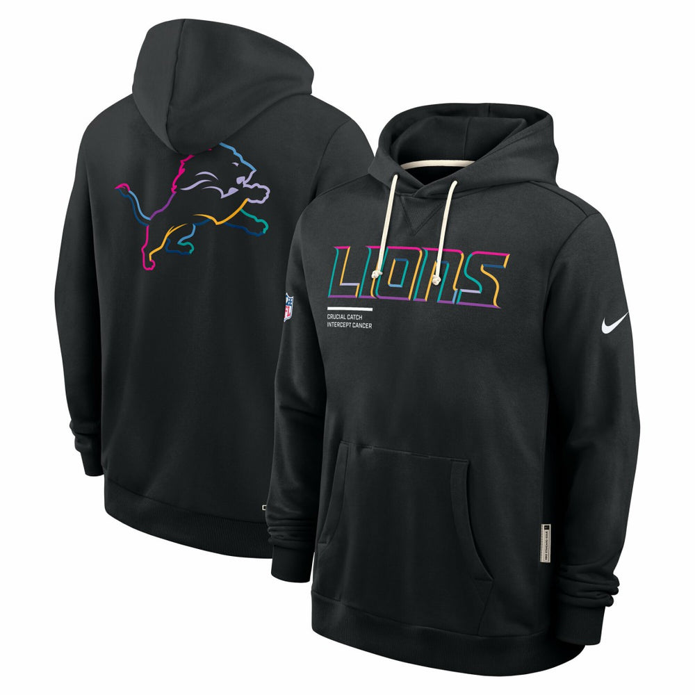 Detroit Lions Tall 2025 NFL Crucial Catch Sideline Standard Issue Dri-FIT Hoodie Black - Nike