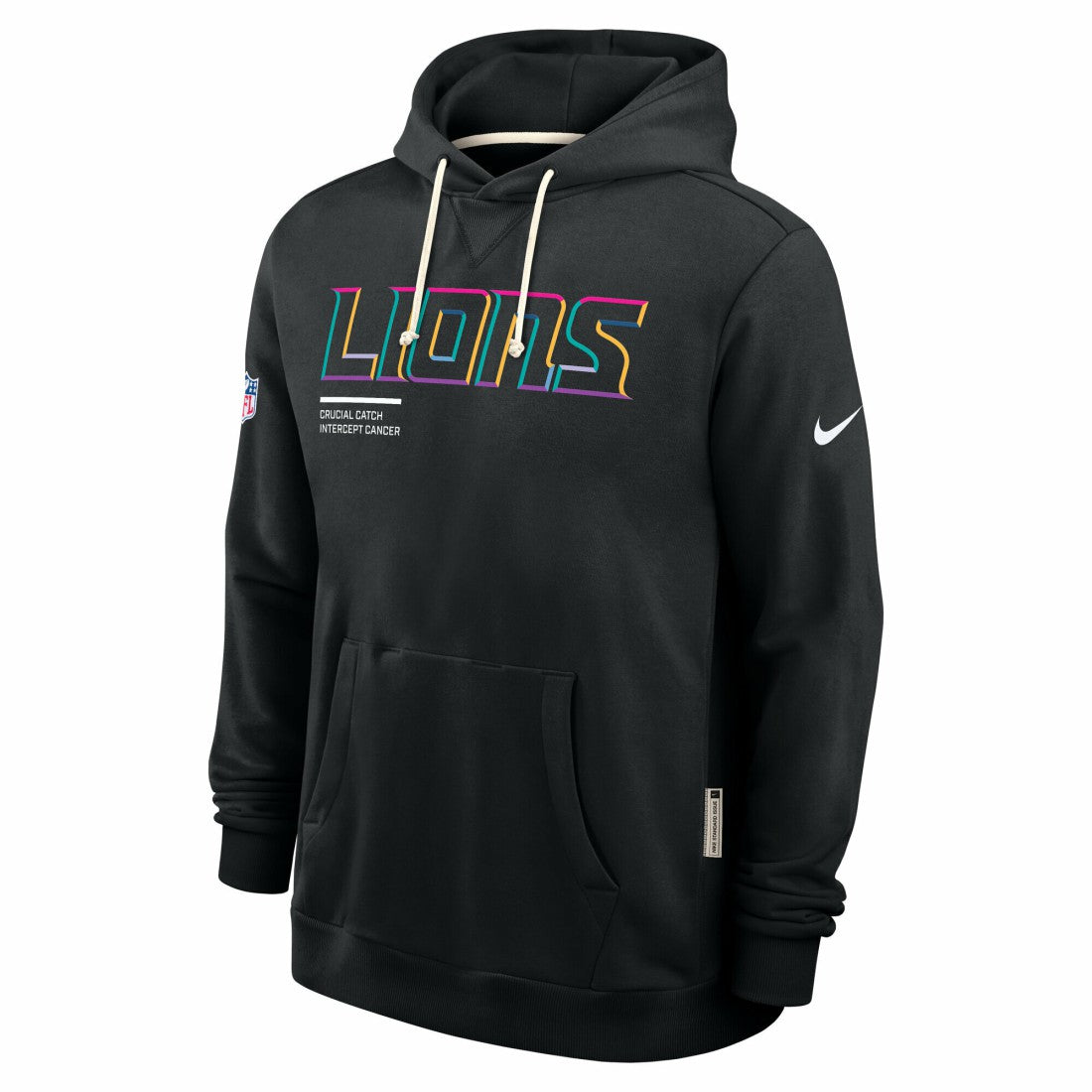 Detroit Lions Tall 2025 NFL Crucial Catch Sideline Standard Issue Dri-FIT Hoodie Black - Nike