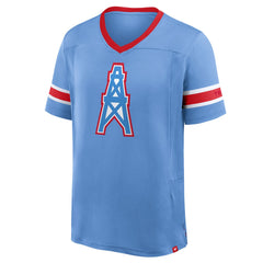Tennessee Titans Oilers Throwback Hometown Premium Hashmark V-Neck T-Shirt Light Blue - Fanatics