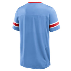 Tennessee Titans Oilers Throwback Hometown Premium Hashmark V-Neck T-Shirt Light Blue - Fanatics