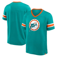 Miami Dolphins Hometown Premium Hashmark V-Neck T-Shirt Aqua - Fanatics