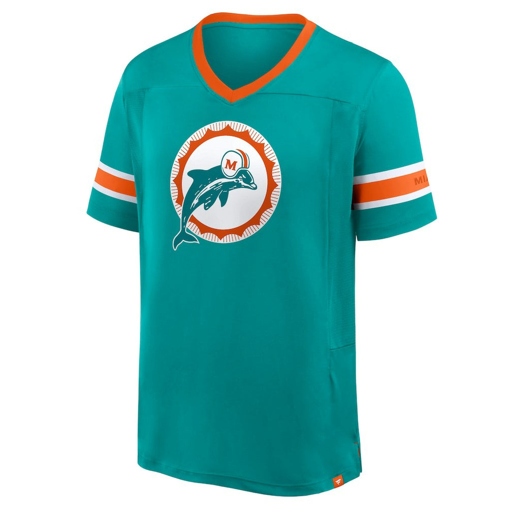 Miami Dolphins Hometown Premium Hashmark V-Neck T-Shirt Aqua - Fanatics