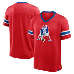 New England Patriots Hometown Premium Hashmark V-Neck T-Shirt Red - Fanatics