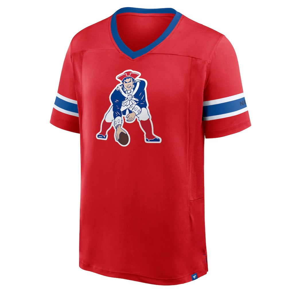 New England Patriots Hometown Premium Hashmark V-Neck T-Shirt Red - Fanatics