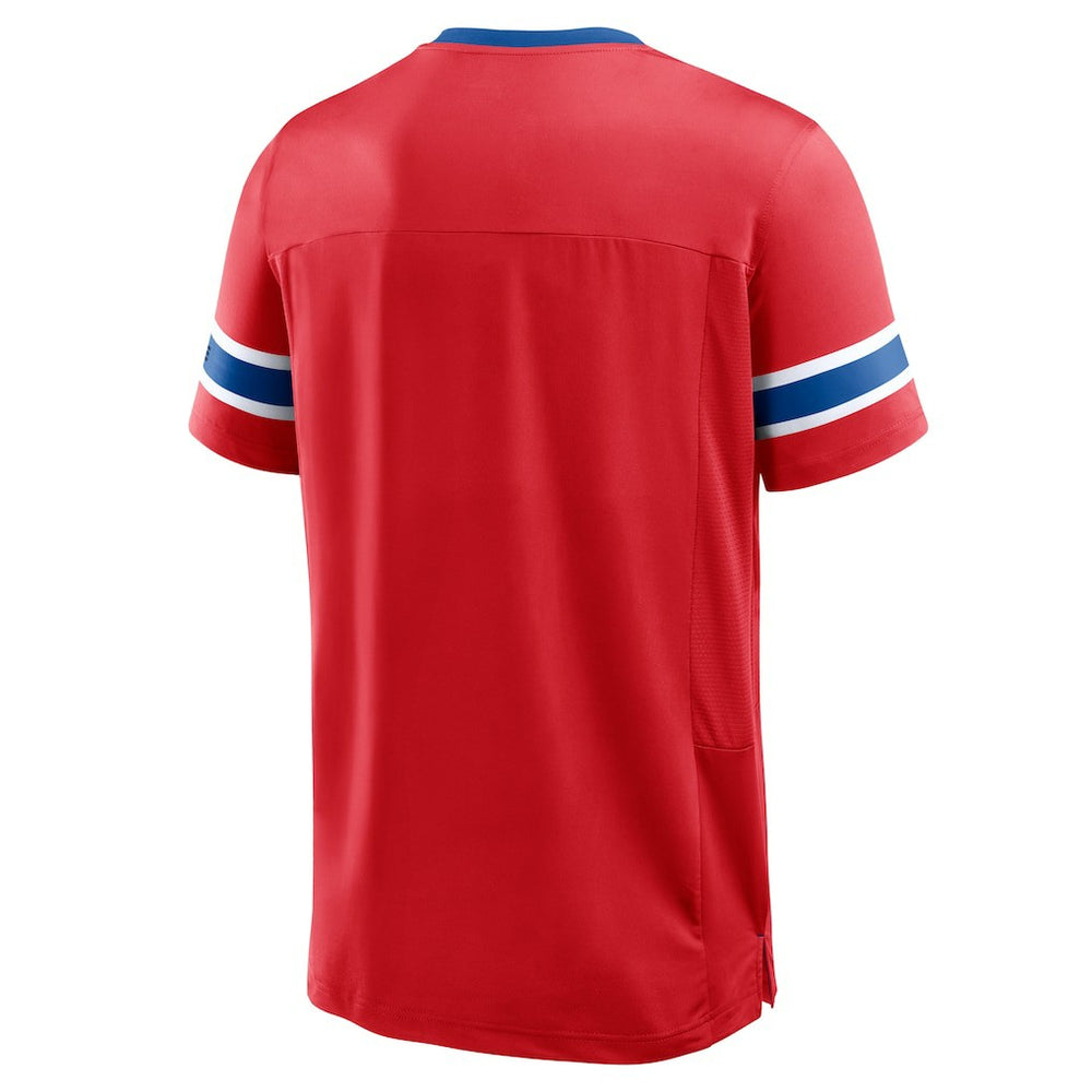New England Patriots Hometown Premium Hashmark V-Neck T-Shirt Red - Fanatics