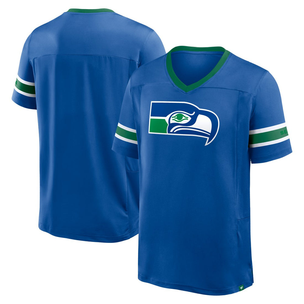 Seattle Seahawks Hometown Premium Hashmark V-Neck T-Shirt Royal - Fanatics