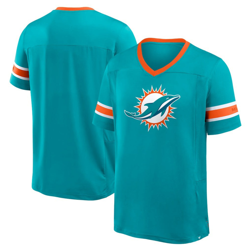 Miami Dolphins Hometown Premium Hashmark V-Neck T-Shirt Aqua - Fanatics