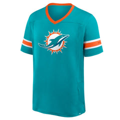 Miami Dolphins Hometown Premium Hashmark V-Neck T-Shirt Aqua - Fanatics