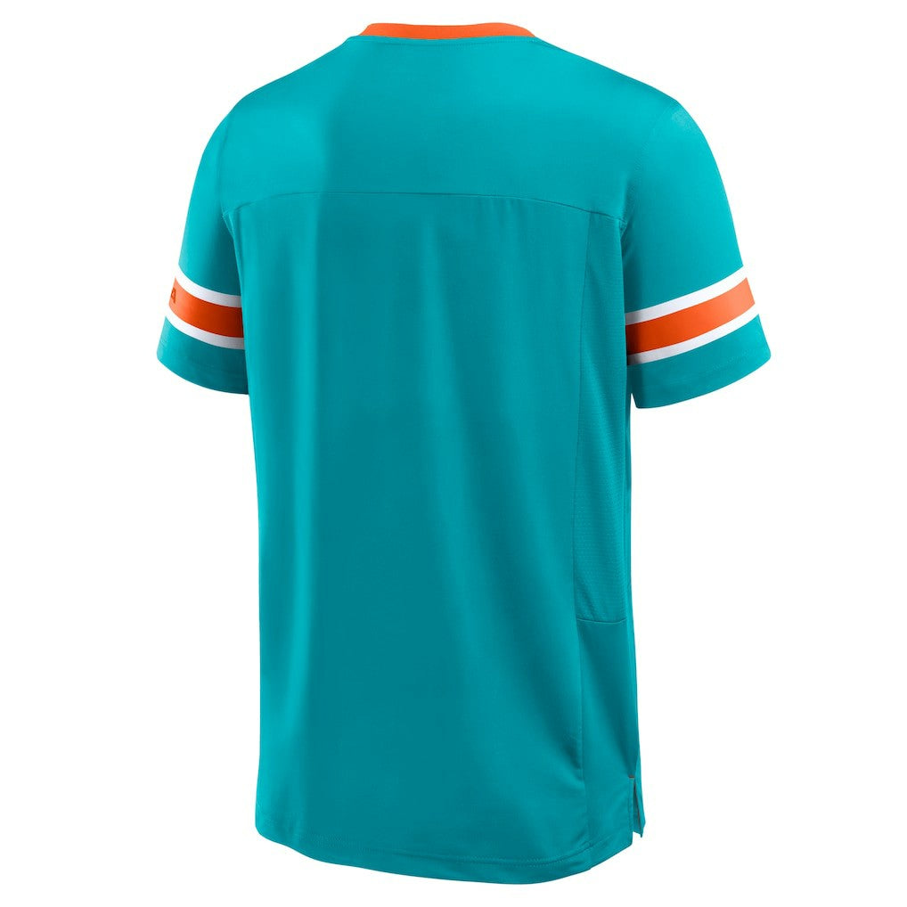 Miami Dolphins Hometown Premium Hashmark V-Neck T-Shirt Aqua - Fanatics