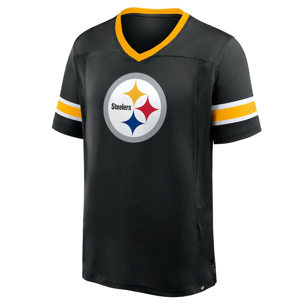 Pittsburgh Steelers Hometown Premium Hashmark V-Neck T-Shirt Black - Fanatics