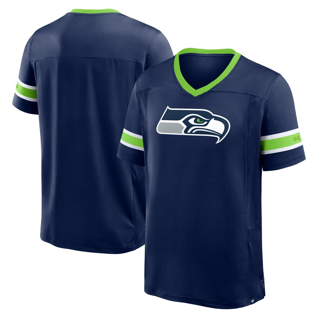 Seattle Seahawks Hometown Premium Hashmark V-Neck T-Shirt College Navy - Fanatics