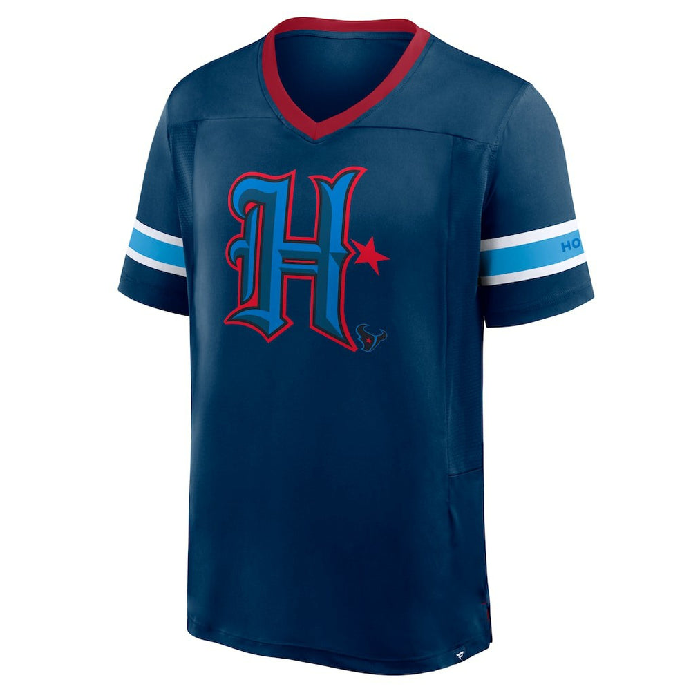 Houston Texans Redzone Hashmark V-Neck T-Shirt Navy - Fanatics