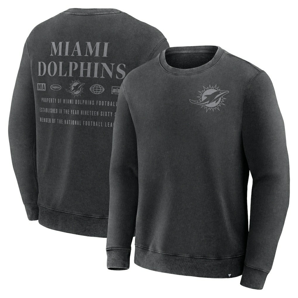 Miami Dolphins Deep Route Pullover Sweatshirt Black - Fanatics