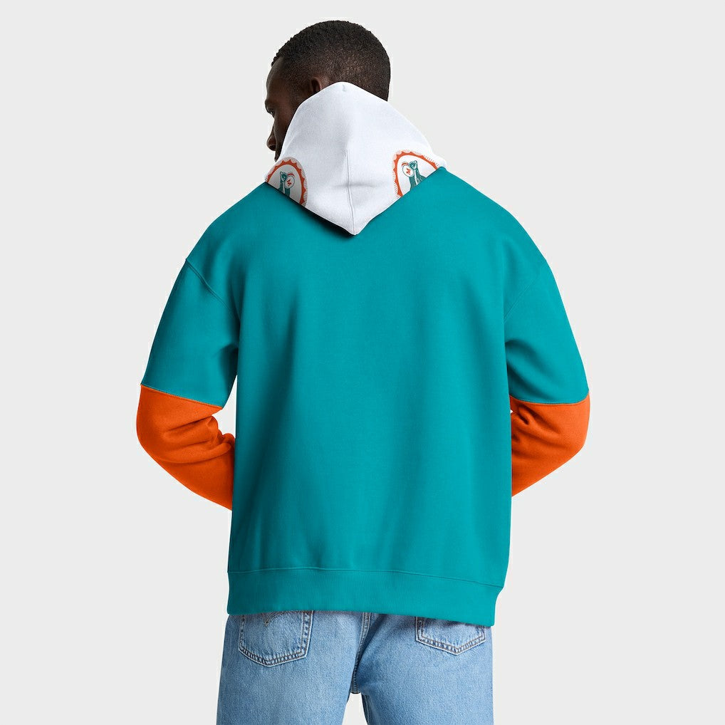 Miami Dolphins Helmet Retro Pullover Hoodie Aqua - Fanatics