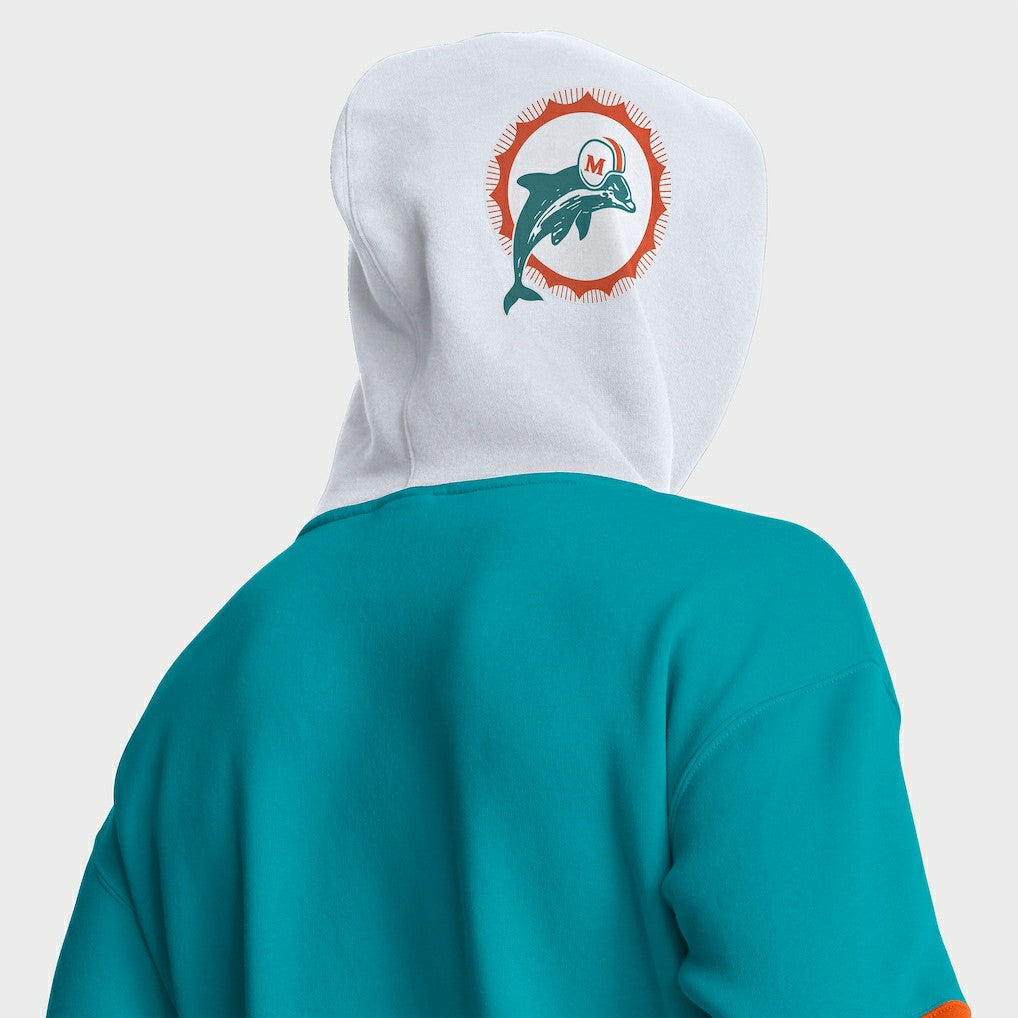Miami Dolphins Helmet Retro Pullover Hoodie Aqua - Fanatics
