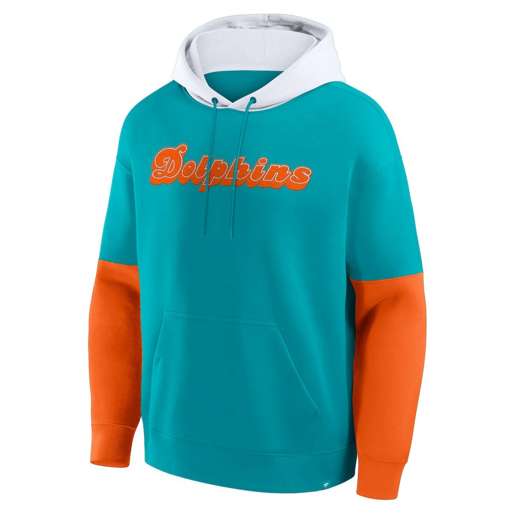 Miami Dolphins Helmet Retro Pullover Hoodie Aqua - Fanatics