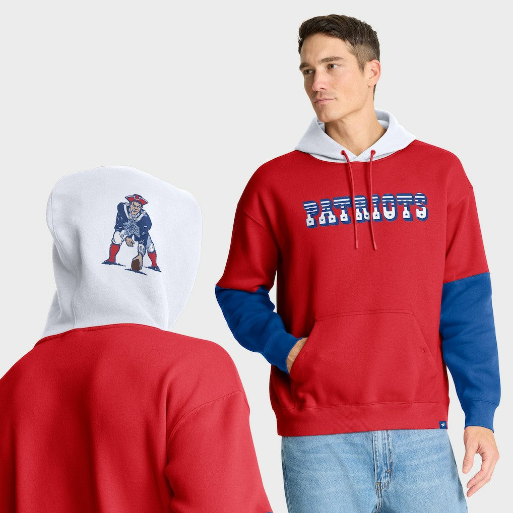 New England Patriots Helmet Retro Pullover Hoodie Red - Fanatics