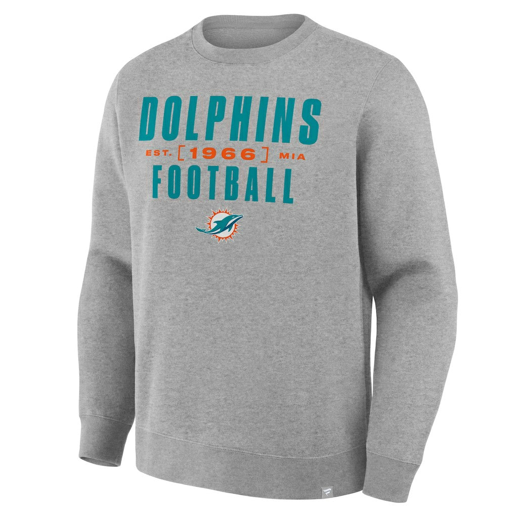 Miami Dolphins Powerful Throw Legacy Pullover Sweatshirt Heather Gray - Fanatics