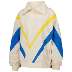 NBA - Golden State Warriors Terez Women's Retro Chevron Ripstop Quarter-Zip Windbreaker Jacket - White