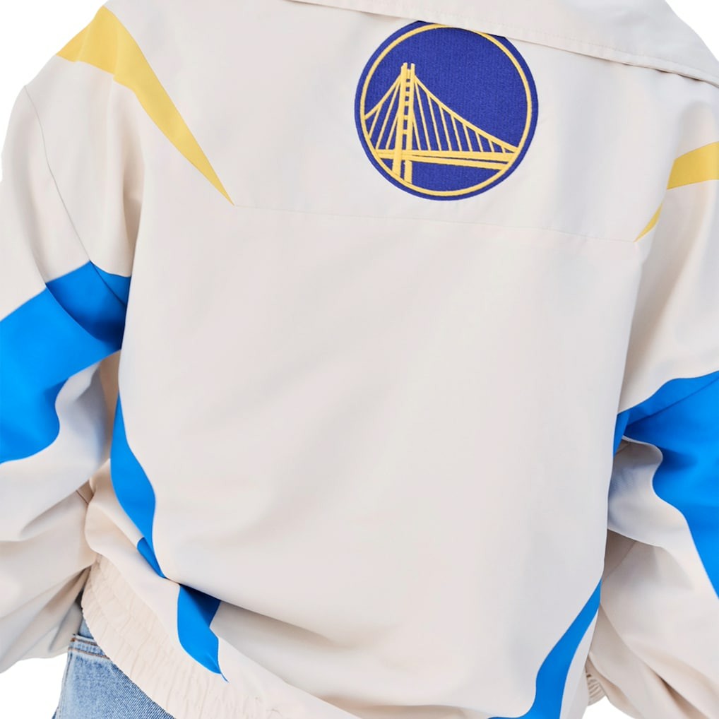 NBA - Golden State Warriors Terez Women's Retro Chevron Ripstop Quarter-Zip Windbreaker Jacket - White