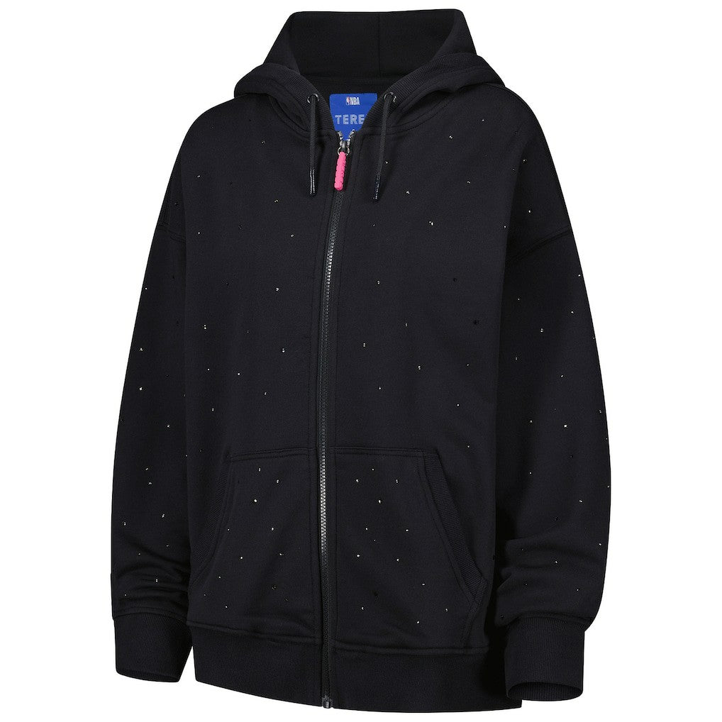 NBA - Boston Celtics Terez Women's Oversized Allover Gemstone Full-Zip Hoodie - Black