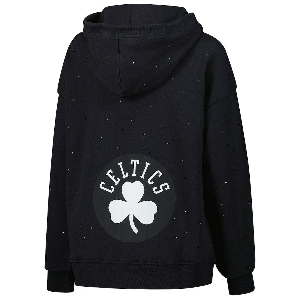 NBA - Boston Celtics Terez Women's Oversized Allover Gemstone Full-Zip Hoodie - Black