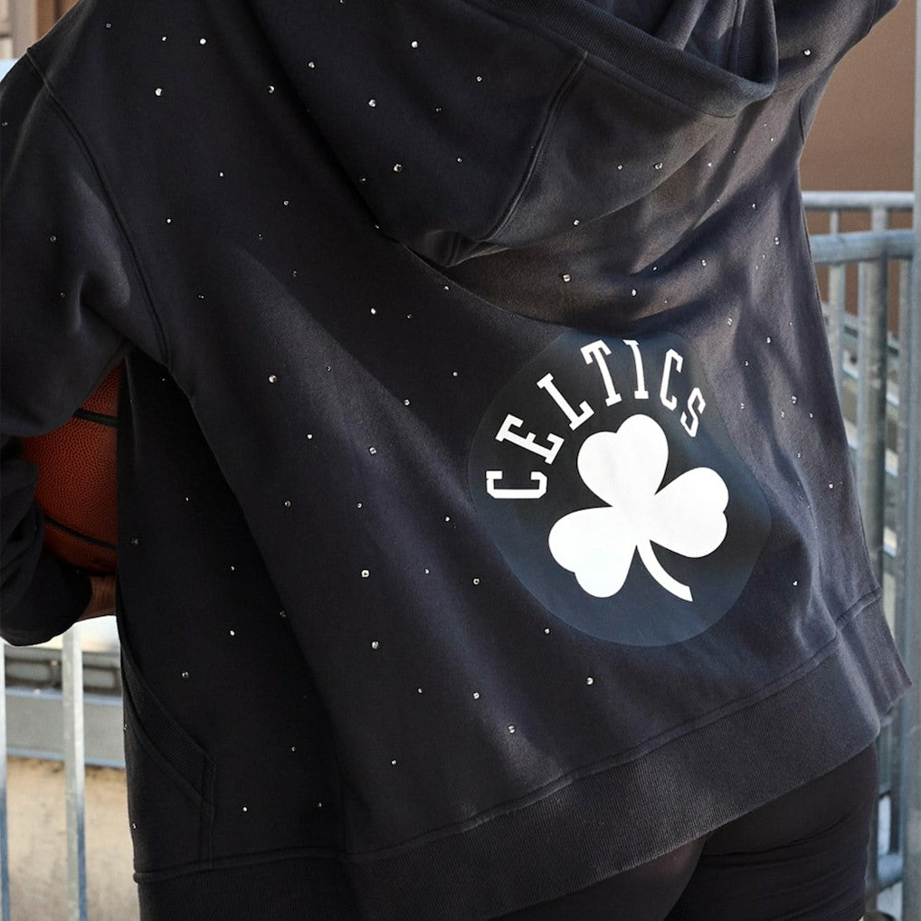 NBA - Boston Celtics Terez Women's Oversized Allover Gemstone Full-Zip Hoodie - Black