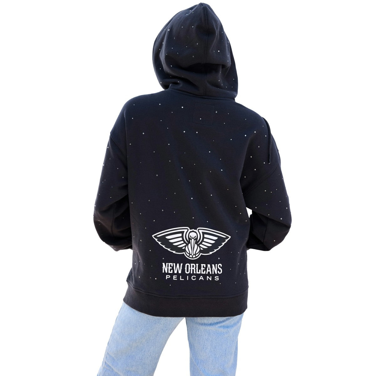 NBA - New Orleans Pelicans Terez Women's Oversized Allover Gemstone Full-Zip Hoodie - Black