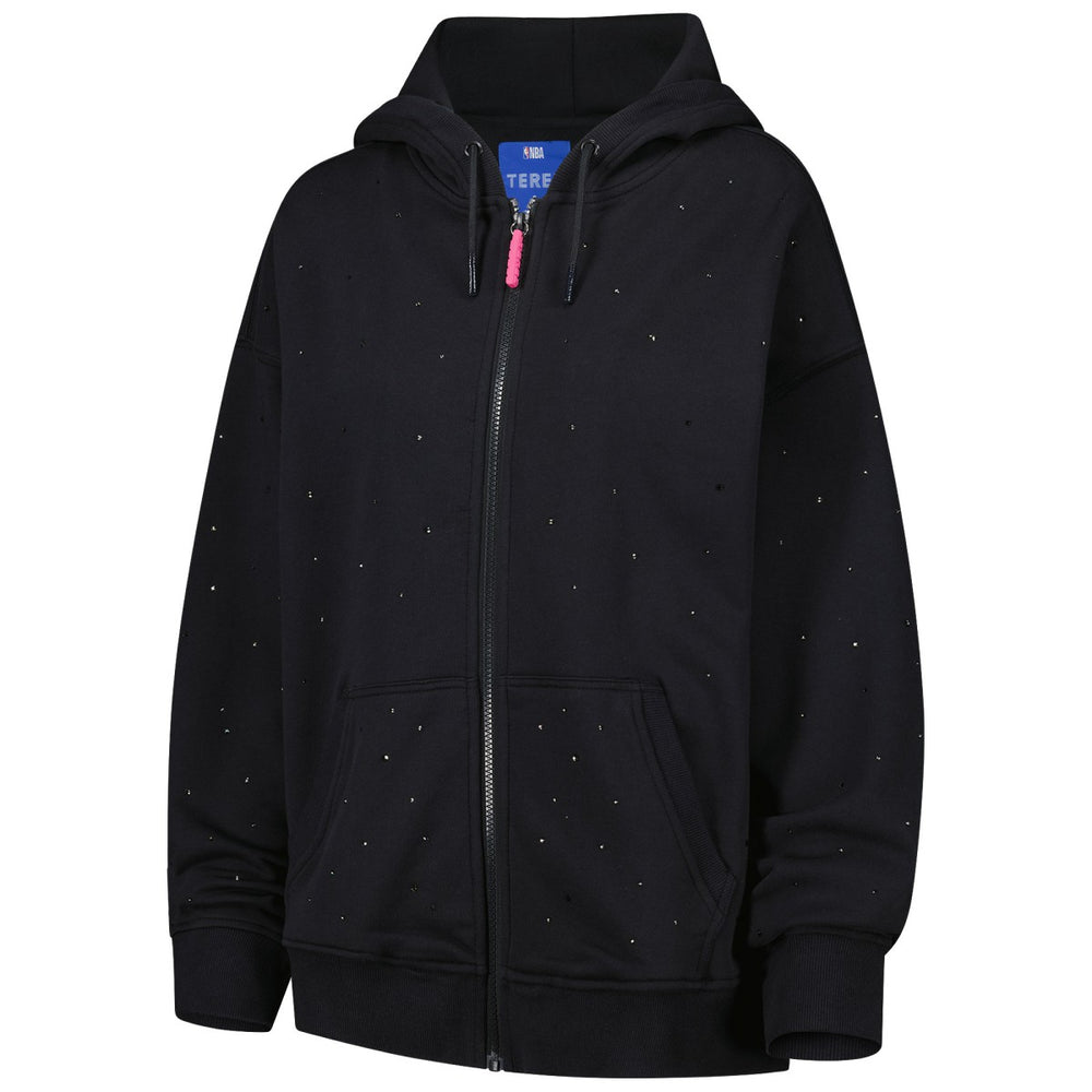 NBA - New York Knicks Terez Women's Oversized Allover Gemstone Full-Zip Hoodie - Black