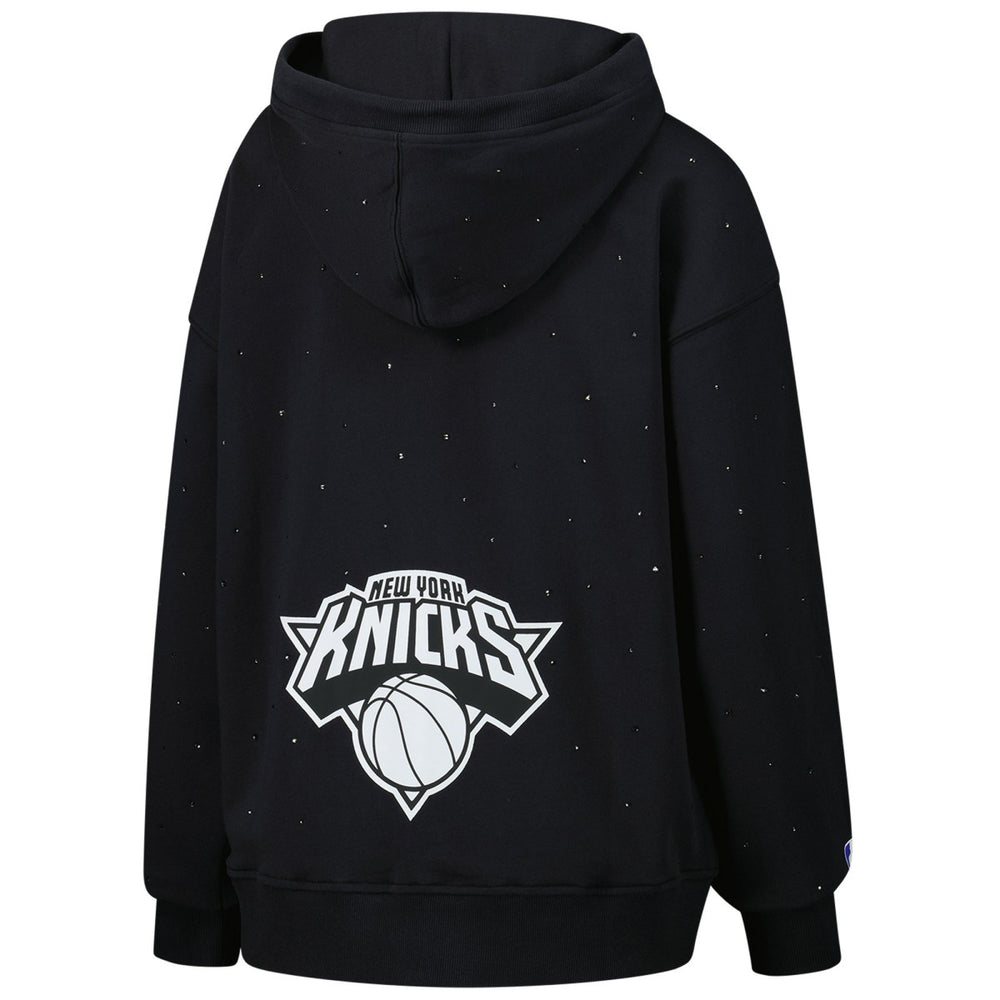 NBA - New York Knicks Terez Women's Oversized Allover Gemstone Full-Zip Hoodie - Black