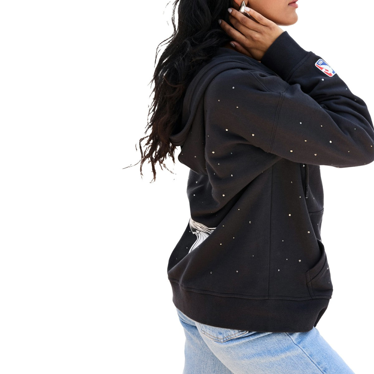 NBA - New York Knicks Terez Women's Oversized Allover Gemstone Full-Zip Hoodie - Black