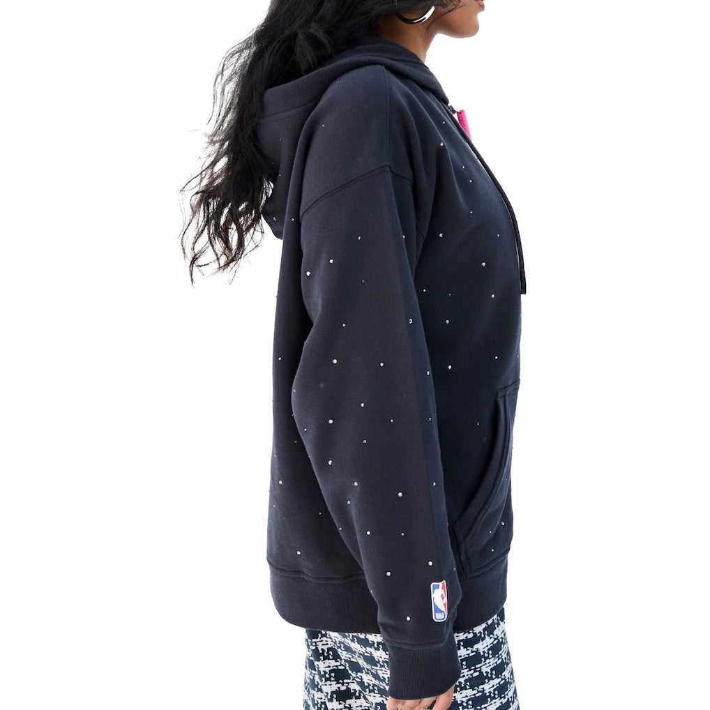NBA - Golden State Warriors Terez Women's Oversized Allover Gemstone Full-Zip Hoodie - Black