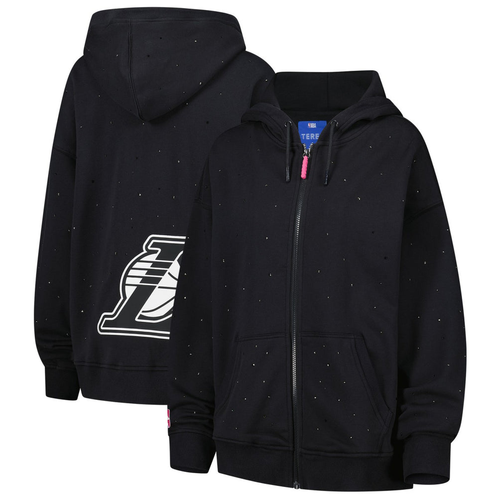 NBA - Los Angeles Lakers Terez Women's Oversized Allover Gemstone Full-Zip Hoodie - Black