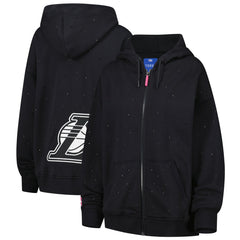NBA - Los Angeles Lakers Terez Women's Oversized Allover Gemstone Full-Zip Hoodie - Black