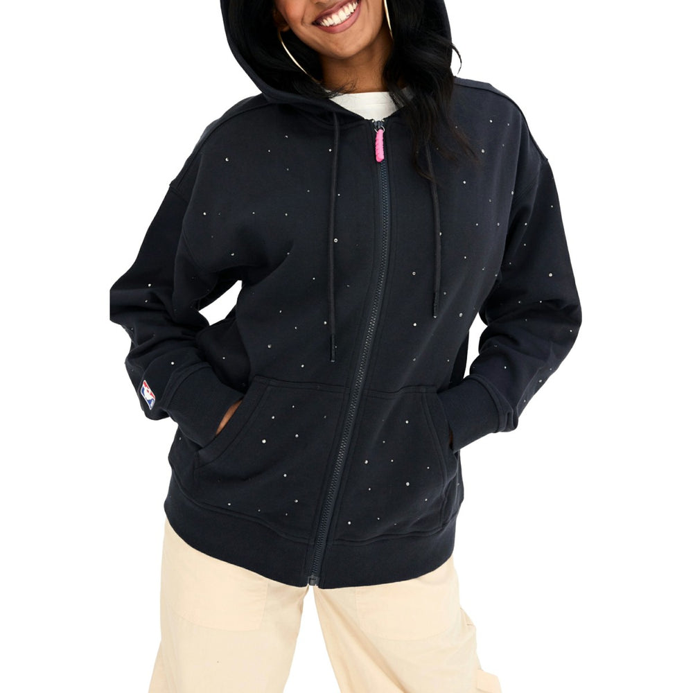 NBA - Los Angeles Lakers Terez Women's Oversized Allover Gemstone Full-Zip Hoodie - Black