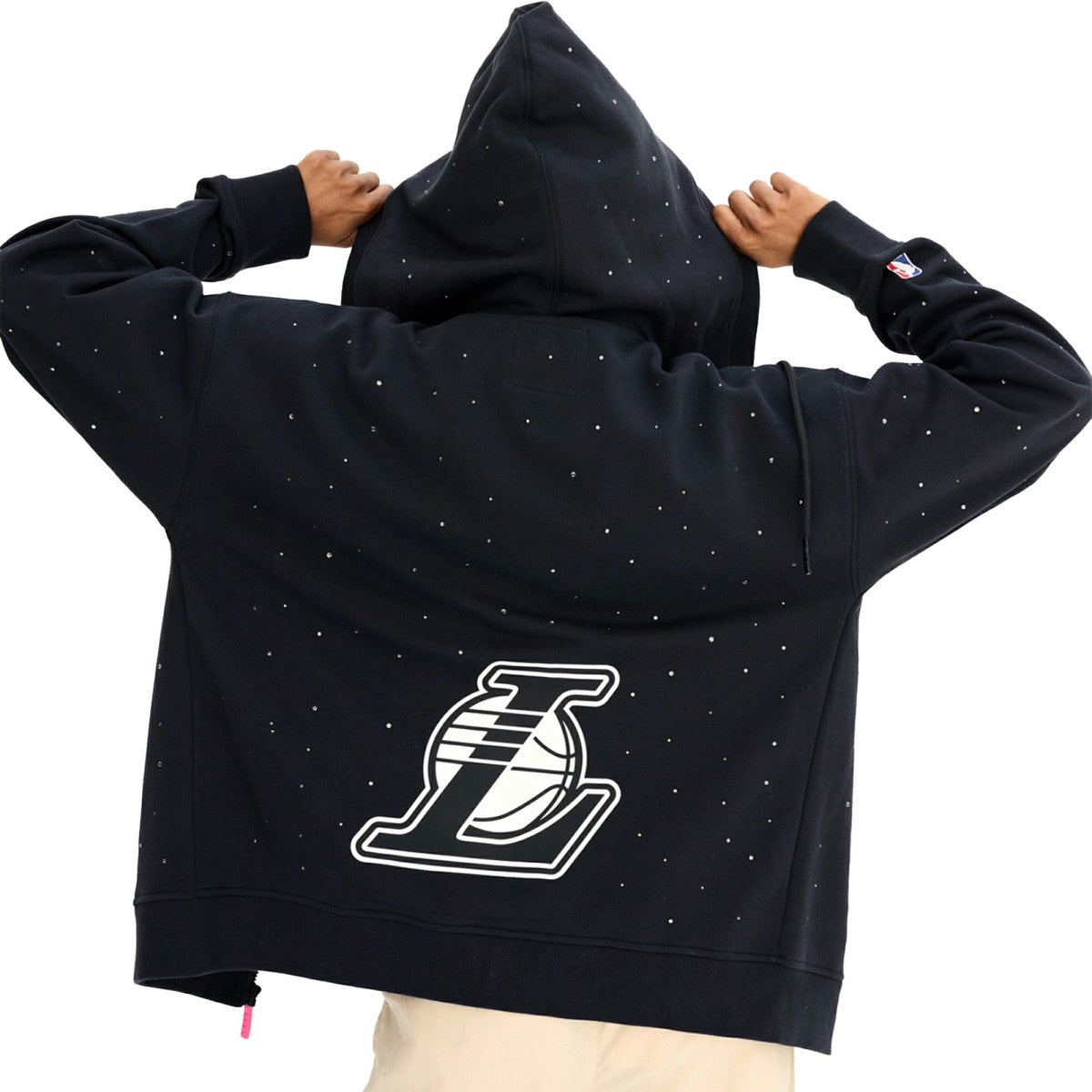 NBA - Los Angeles Lakers Terez Women's Oversized Allover Gemstone Full-Zip Hoodie - Black