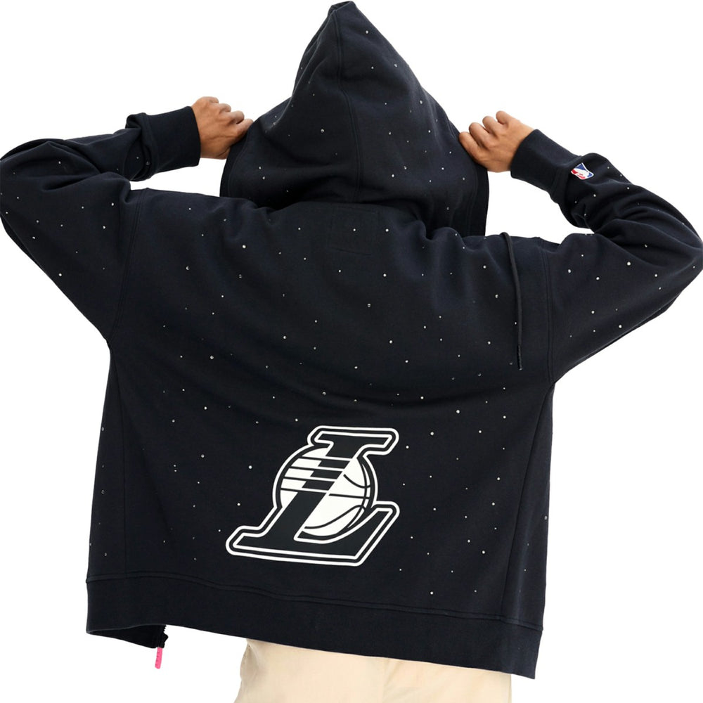 NBA - Los Angeles Lakers Terez Women's Oversized Allover Gemstone Full-Zip Hoodie - Black