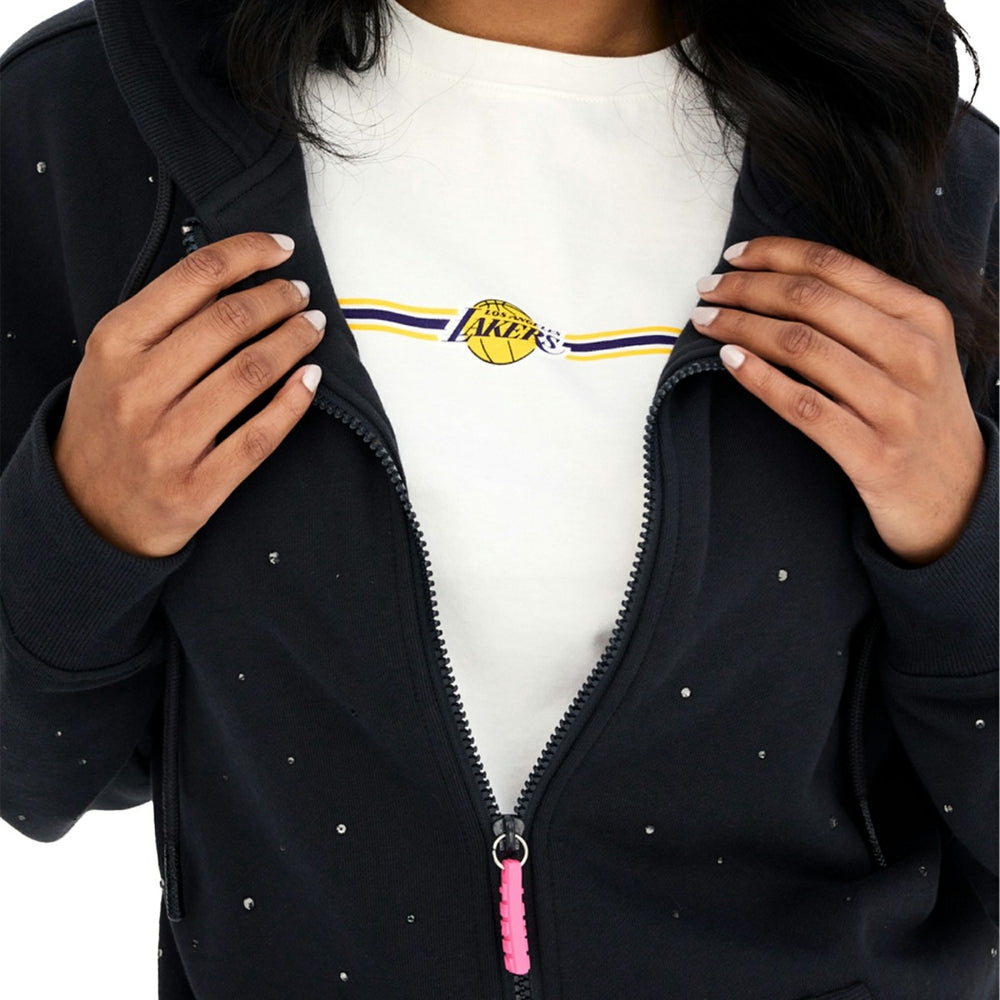 NBA - Los Angeles Lakers Terez Women's Oversized Allover Gemstone Full-Zip Hoodie - Black