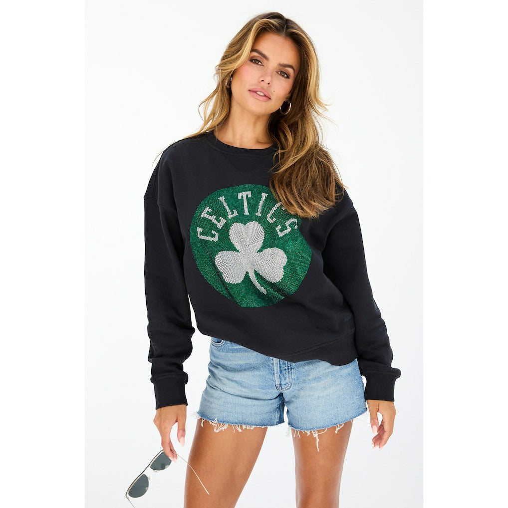 NBA - Boston Celtics Terez Women's Gemstone Logo Pullover Sweatshirt - Black