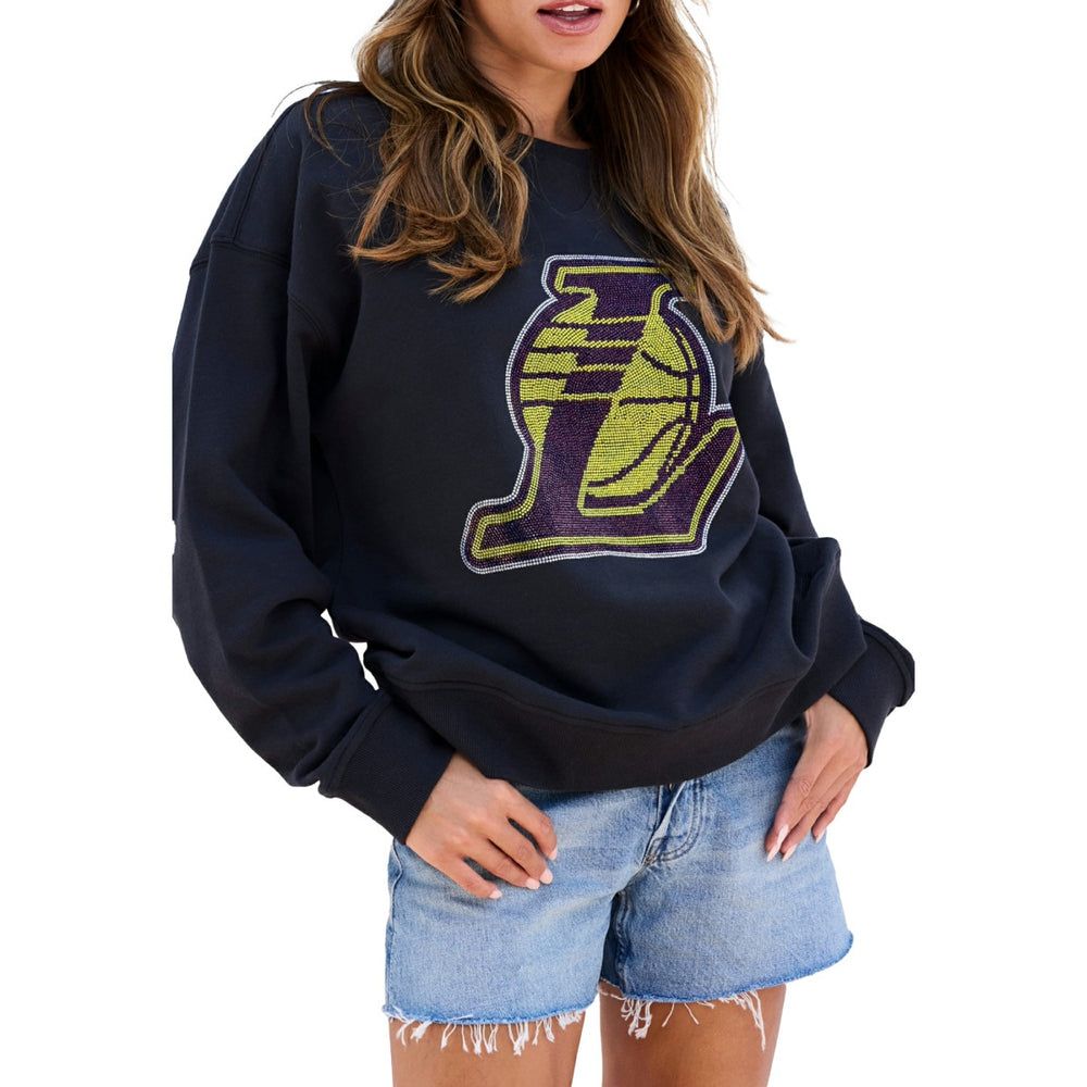 NBA - Los Angeles Lakers Terez Women's Gemstone Logo Pullover Sweatshirt - Black