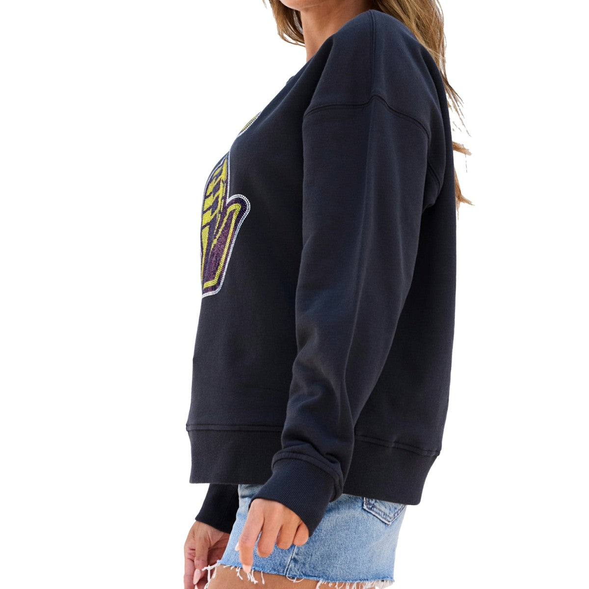 NBA - Los Angeles Lakers Terez Women's Gemstone Logo Pullover Sweatshirt - Black