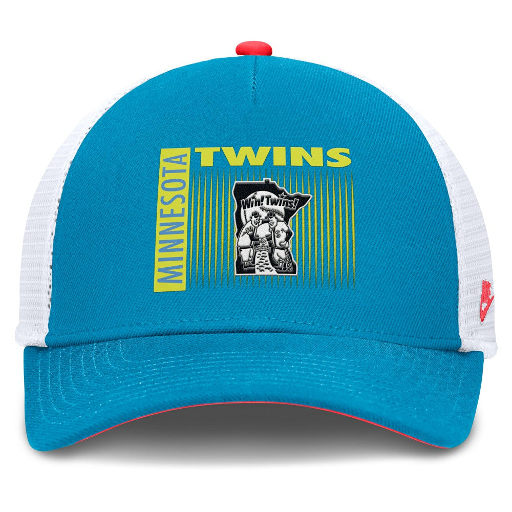 Minnesota Twins Nike Neon 90s Rise Structured Performance Adjustable Trucker Hat On Sale