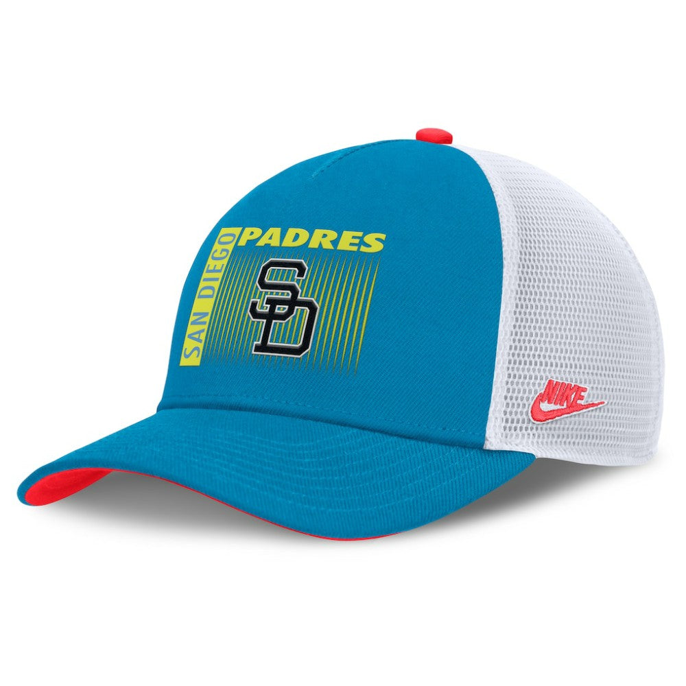 San Diego Padres Nike Neon 90s Rise Structured Performance Adjustable Trucker Hat for sale