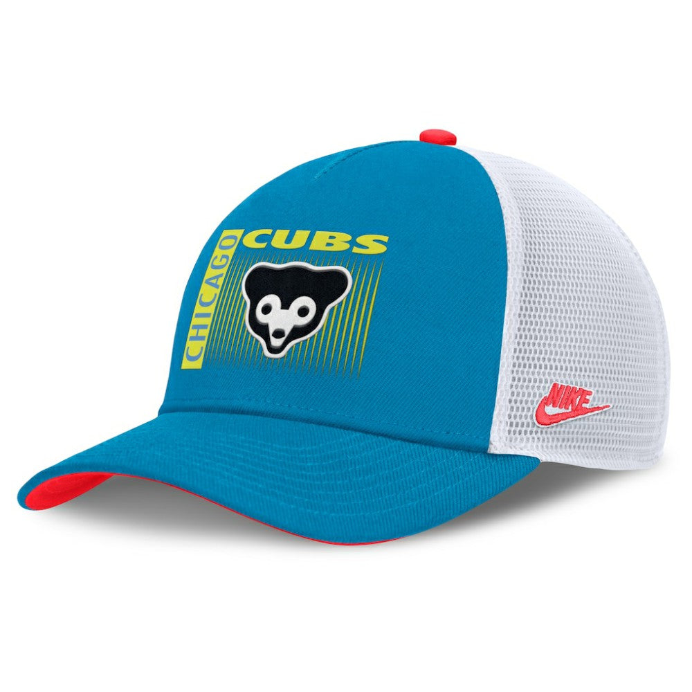 Chicago Cubs Nike Neon 90s Rise Structured Performance Adjustable Trucker Hat Clearance