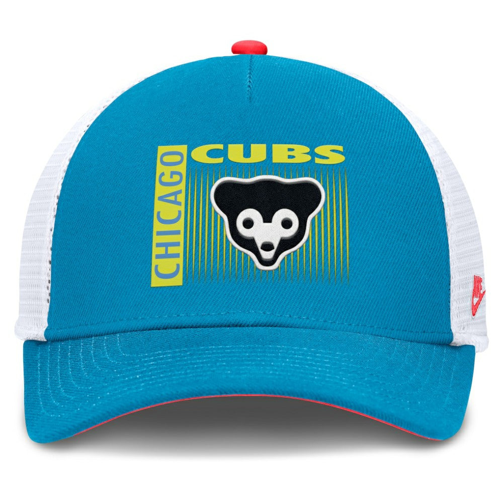 Chicago Cubs Nike Neon 90s Rise Structured Performance Adjustable Trucker Hat Clearance