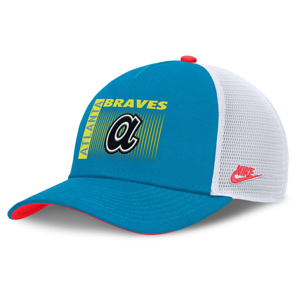 Atlanta Braves Nike Neon 90s Rise Structured Performance Adjustable Trucker Hat Near Me