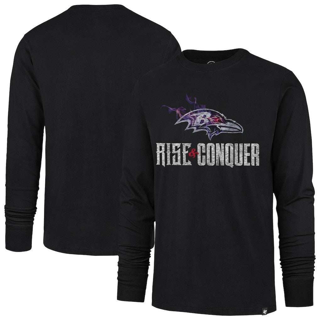 Baltimore Ravens '47 Rise and Conquer Franklin Long Sleeve T-Shirt Black - 47 brand