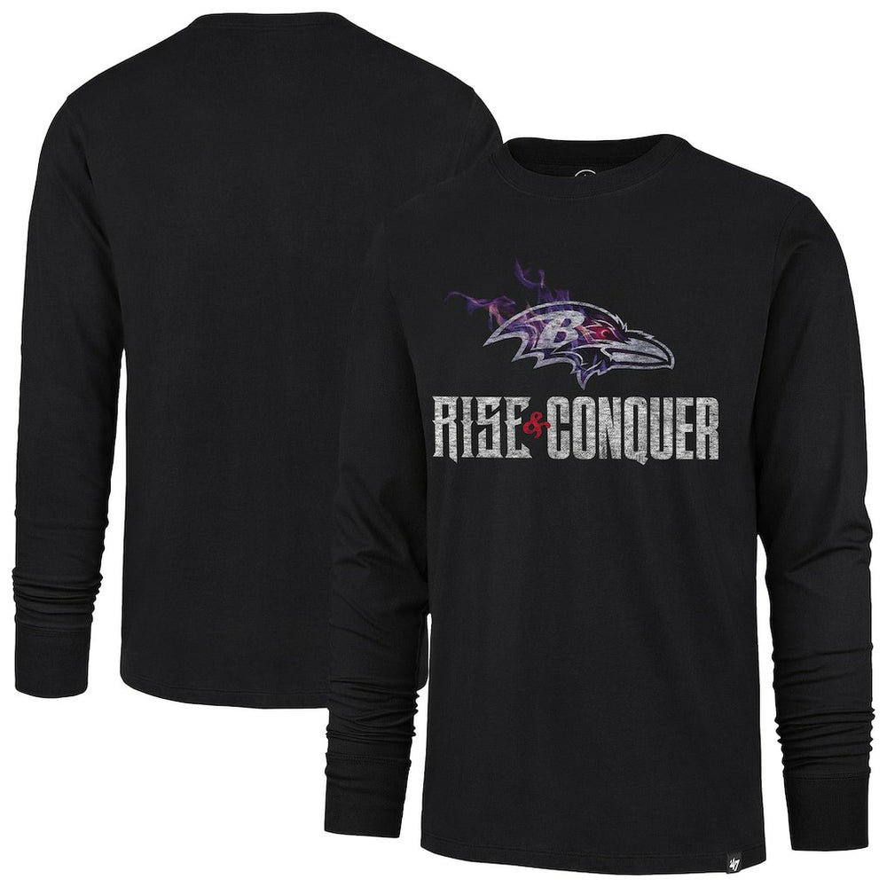 Baltimore Ravens '47 Rise and Conquer Franklin Long Sleeve T-Shirt Black - 47 brand