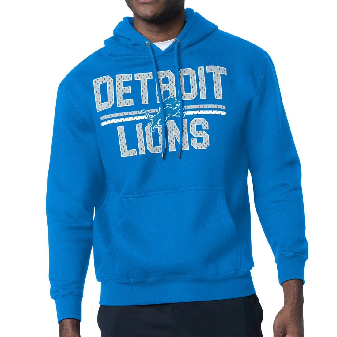 Detroit Lions Starter Mesh Look Retro Team Logo Pullover Hoodie Blue - NFL