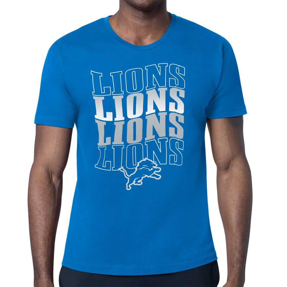 Detroit Lions Starter Four Team Name Retro Logo T-Shirt Blue - NFL